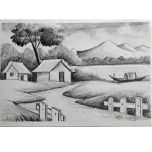 Drawing Village Scenery